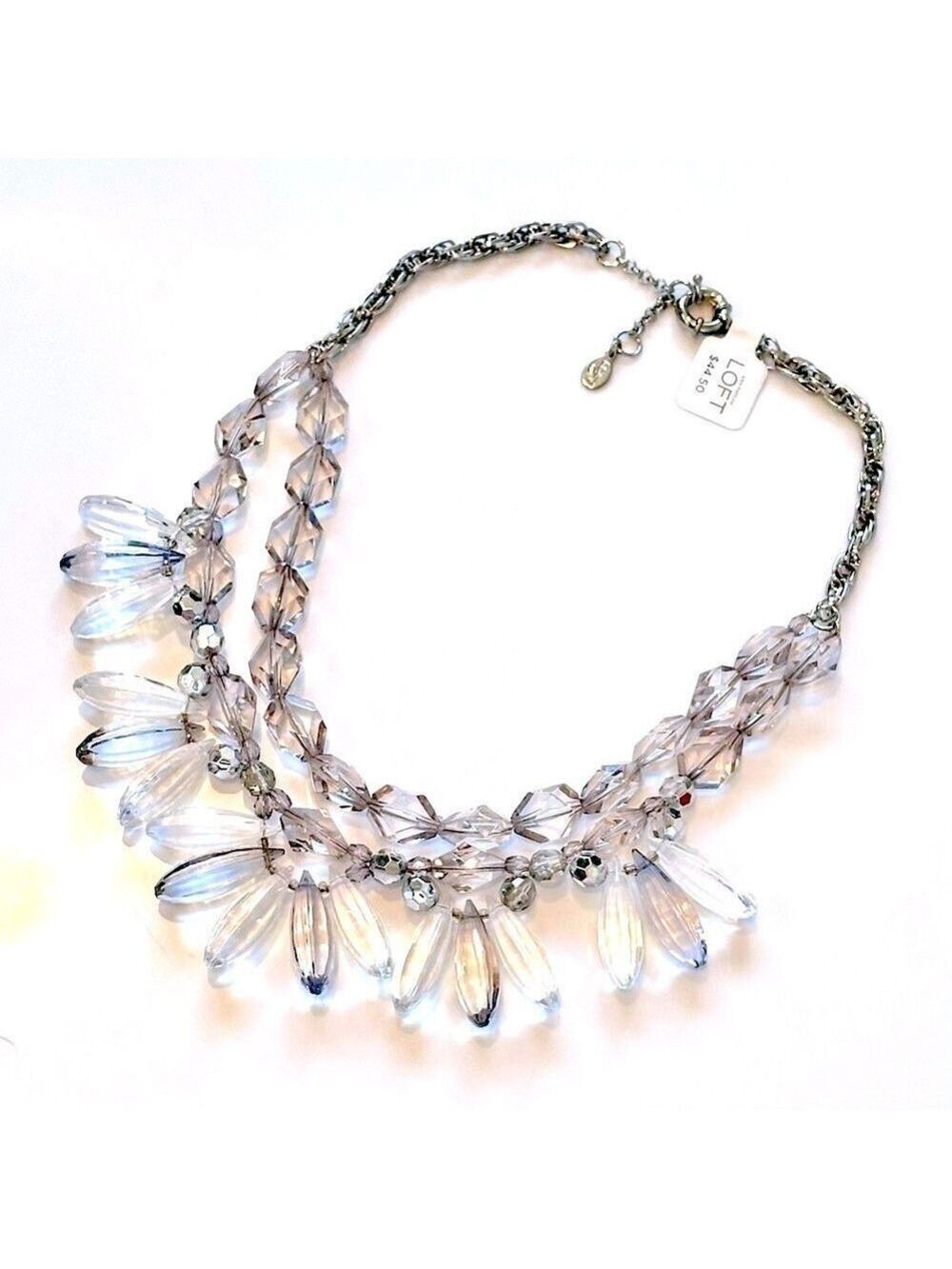LOFT Ice Queen Clear Crystal Contemporary Statement Necklace  | NWT